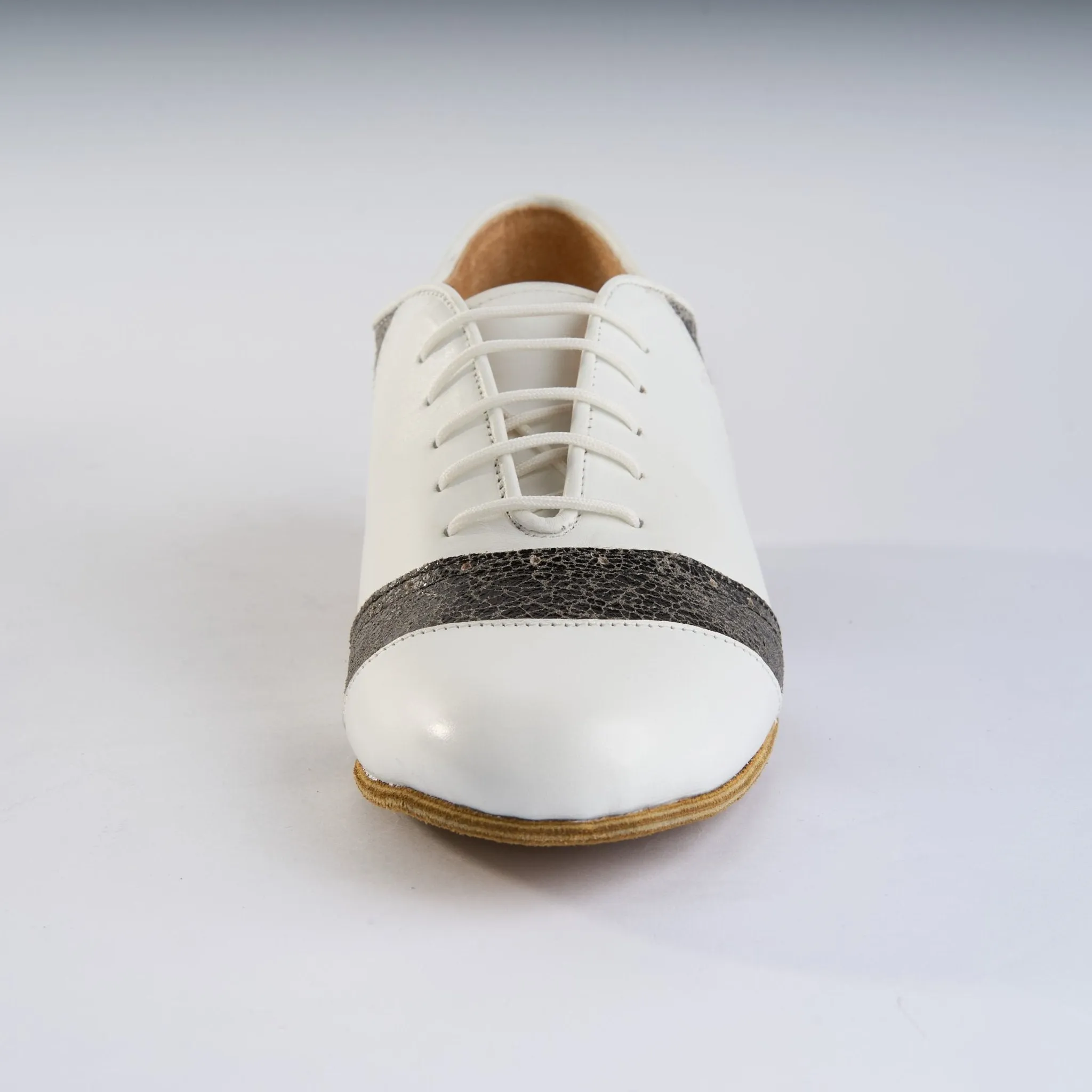 Classic White and Grey Leather - Handmade Tango Shoes - Rock 3072