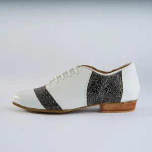 Classic White and Grey Leather - Handmade Tango Shoes - Rock 3072