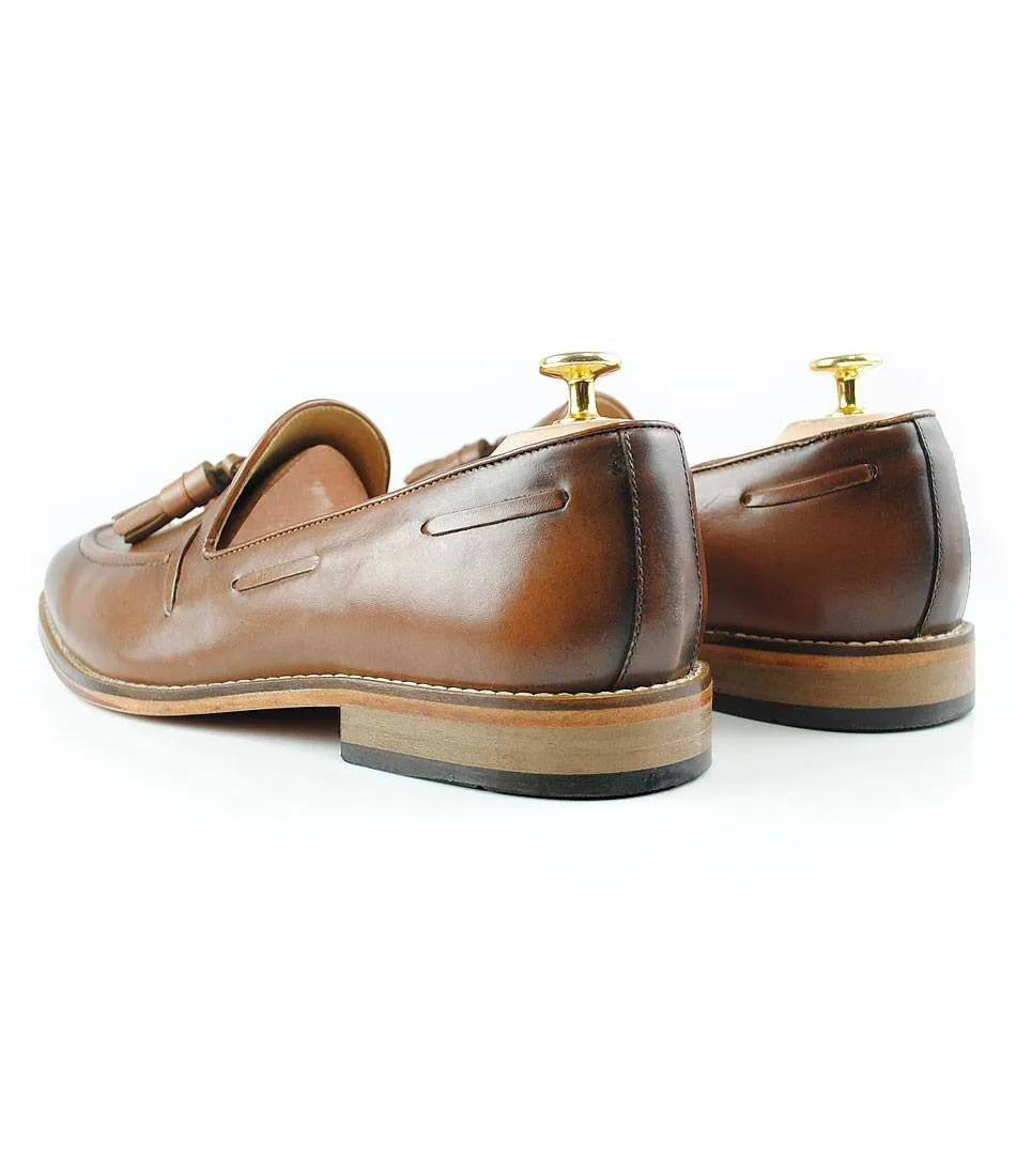 Cognac Tassel Loafers