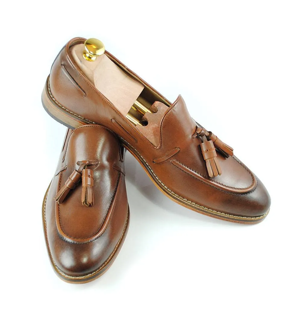 Cognac Tassel Loafers