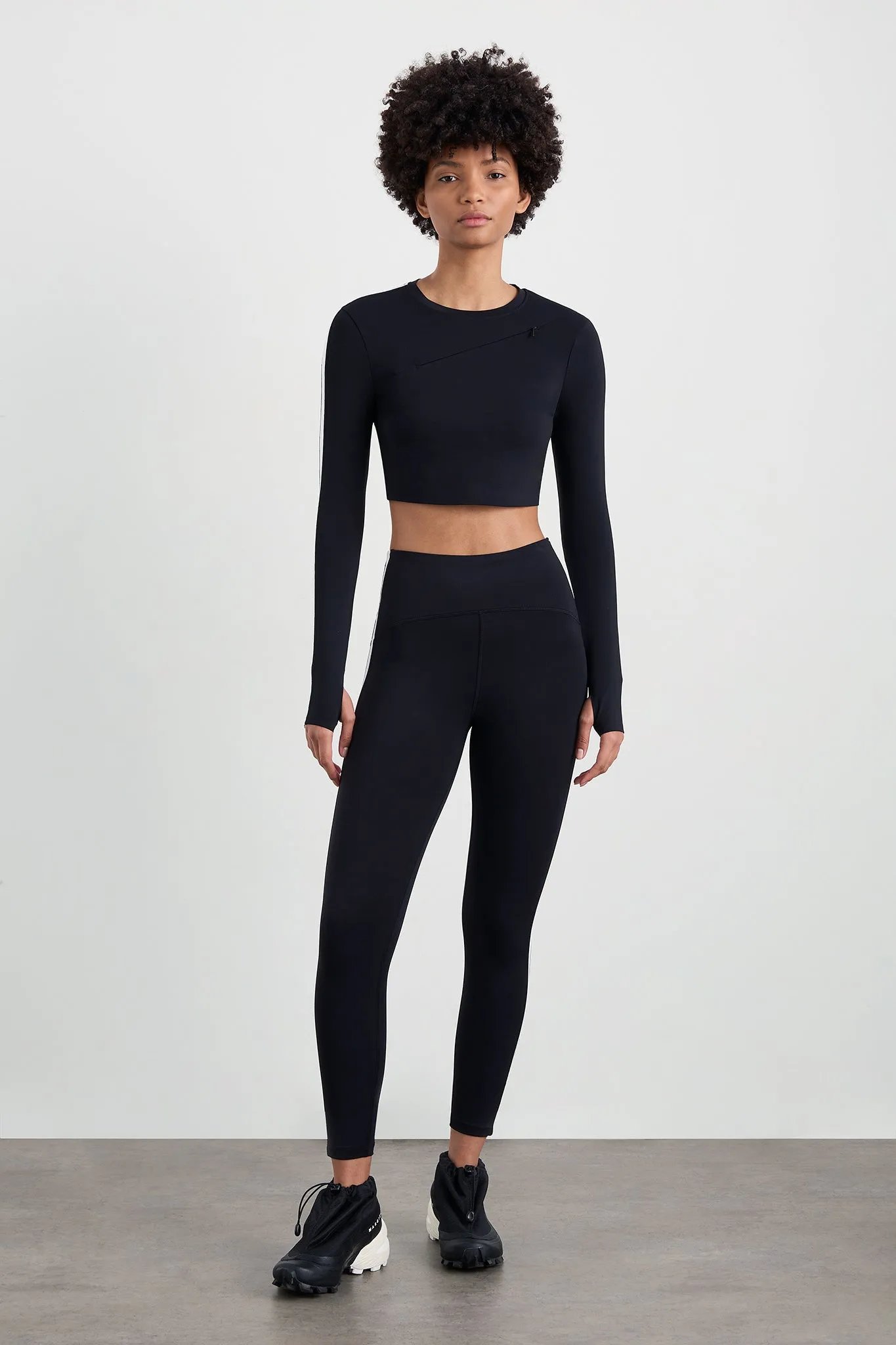 Contrast Long Sleeve Crop Top 389