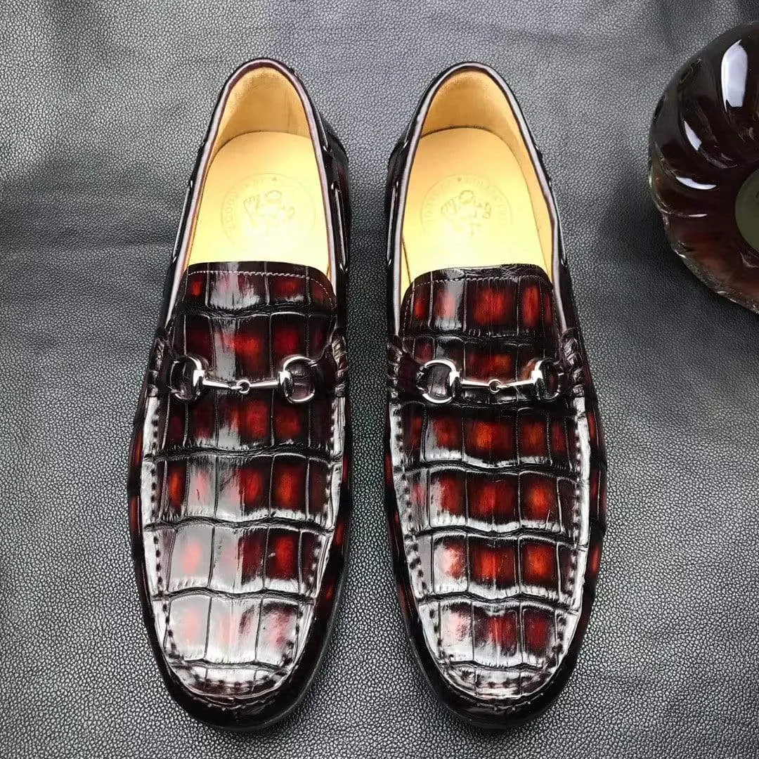 Crocodile Shoes Genuine Crocodile Leather Penny Casual Tassel Horsebit Loafers