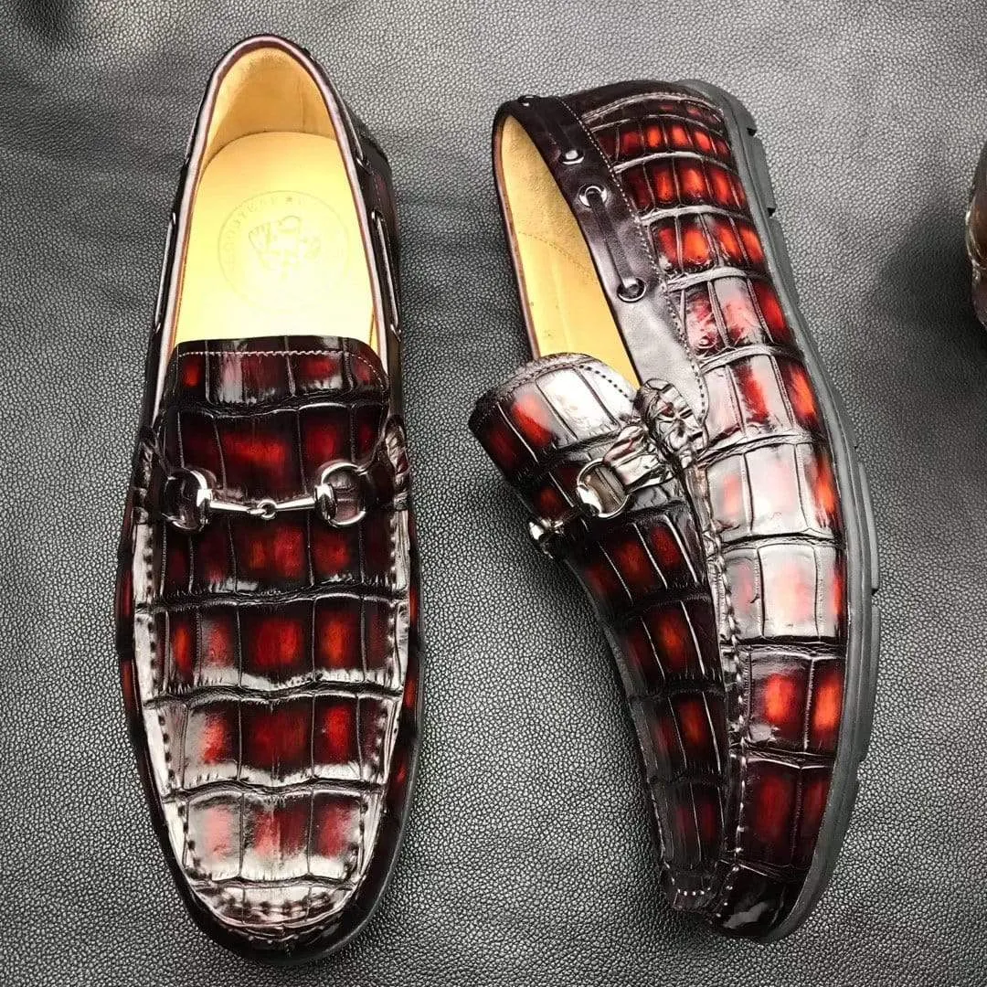 Crocodile Shoes Genuine Crocodile Leather Penny Casual Tassel Horsebit Loafers