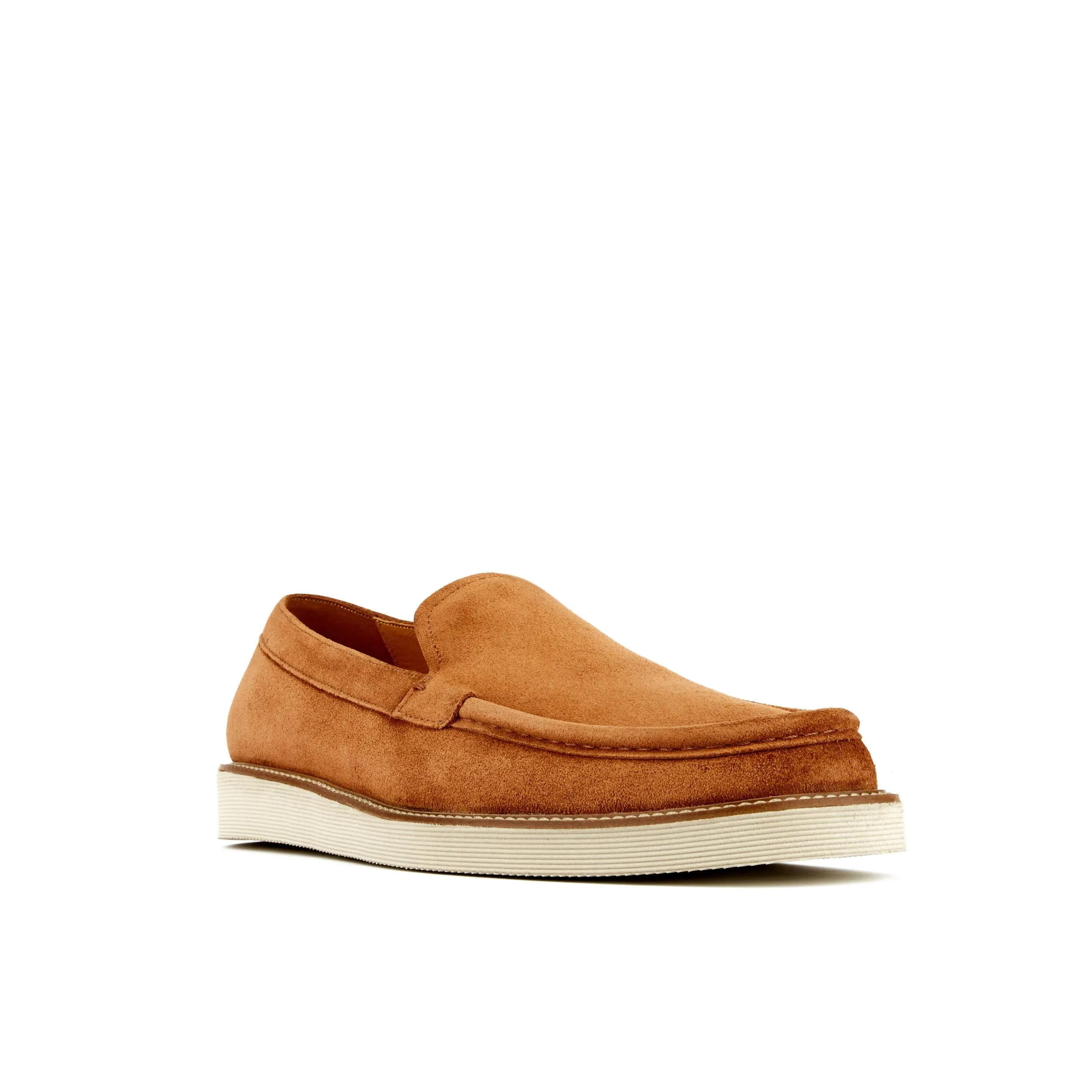 Cruz - Camel - Men's tan suede leather casual slip on with padded insoles