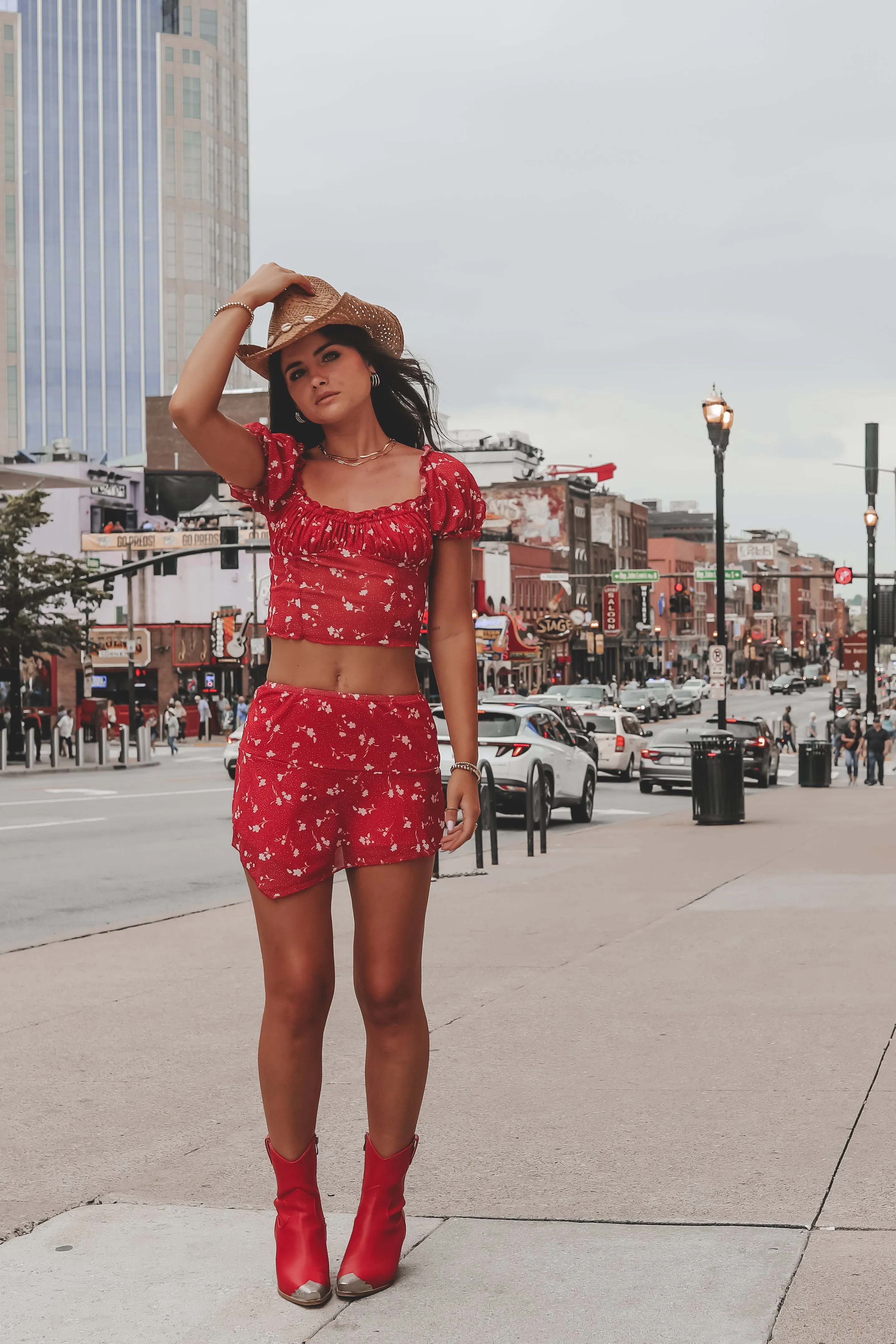 DEAL Right Hand Babe Red Floral Mini Skirt