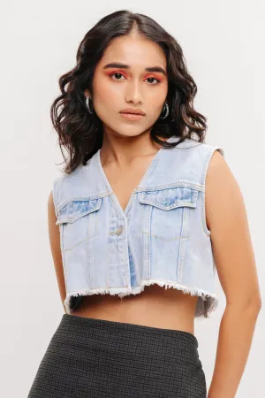 Denim Cropped Vest