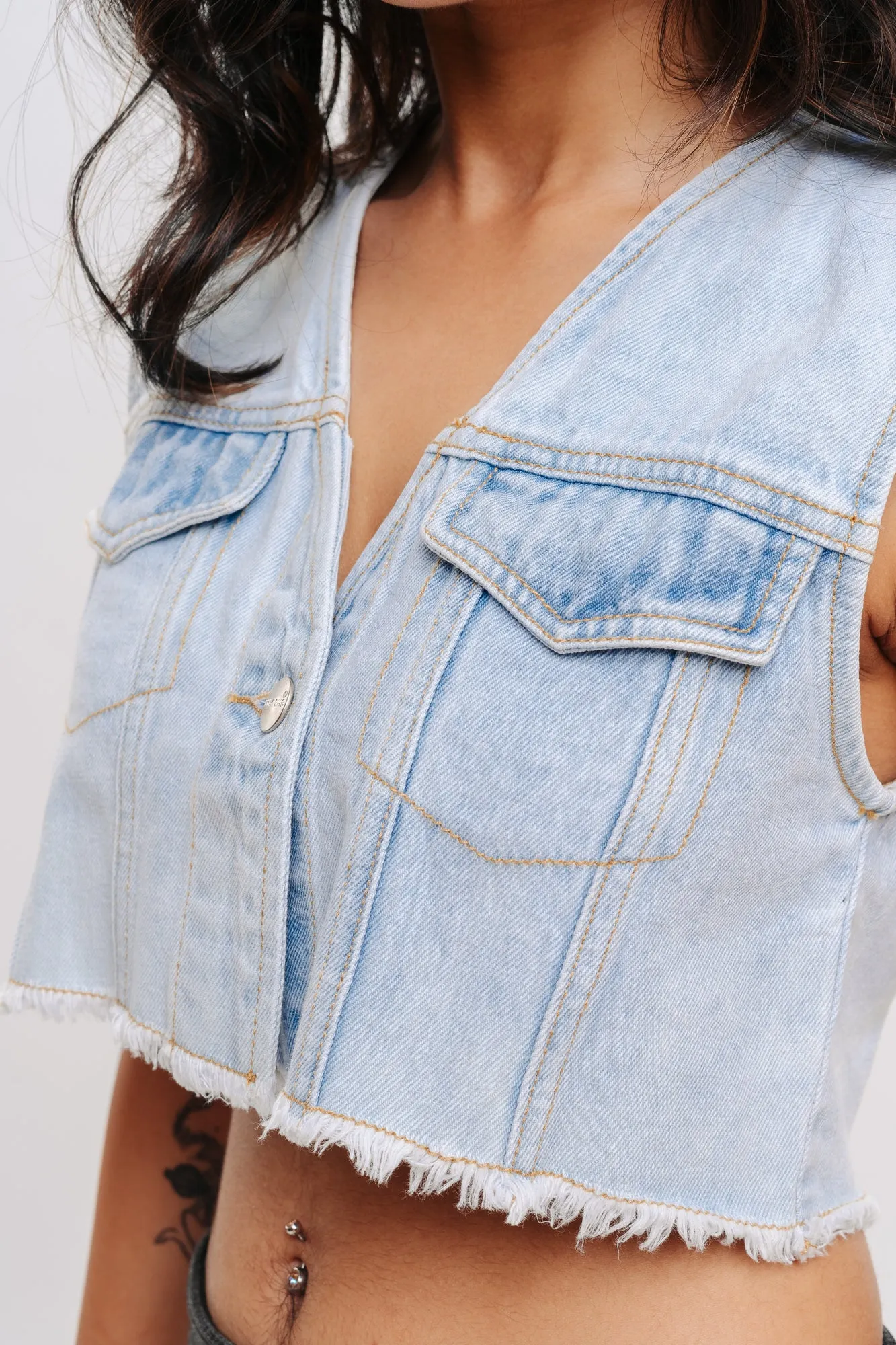 Denim Cropped Vest