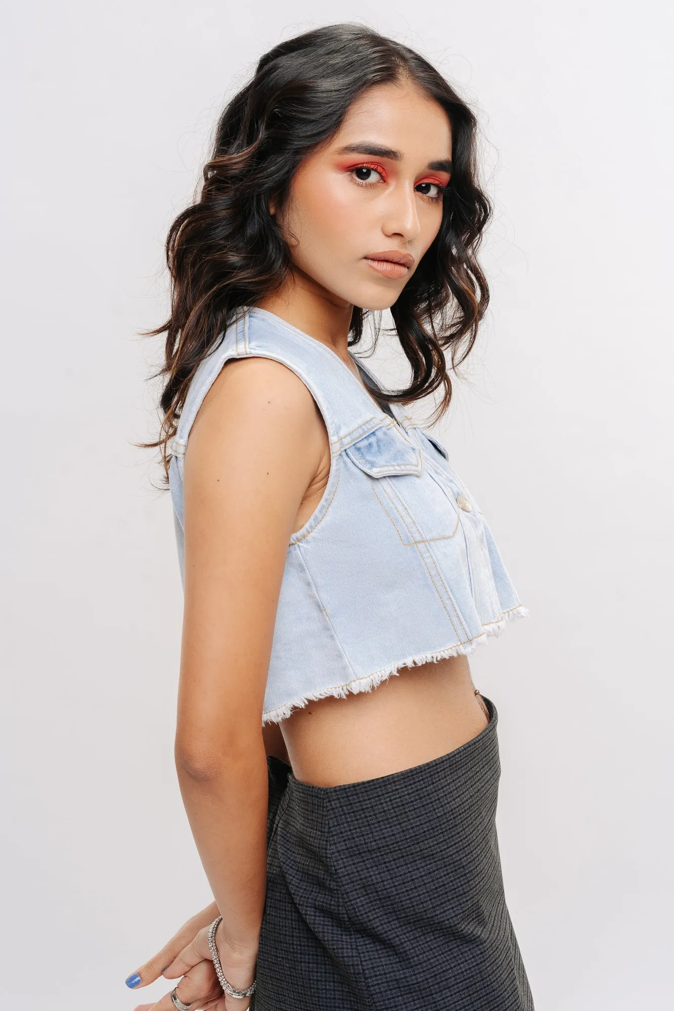 Denim Cropped Vest