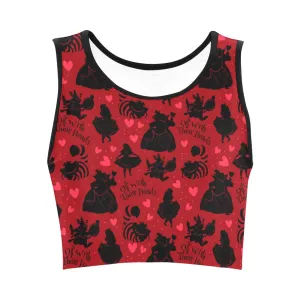 Disney Alice In Wonderland Queen Of Hearts Off With Their Heads Women's Athletic Crop Top