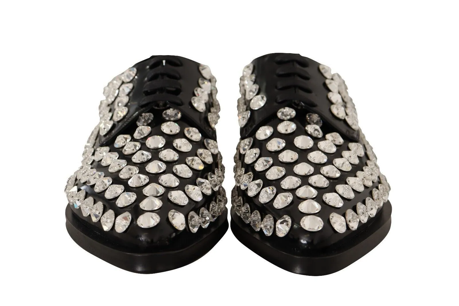 Dolce & Gabbana Crystal-Embellished Leather Formal Flats