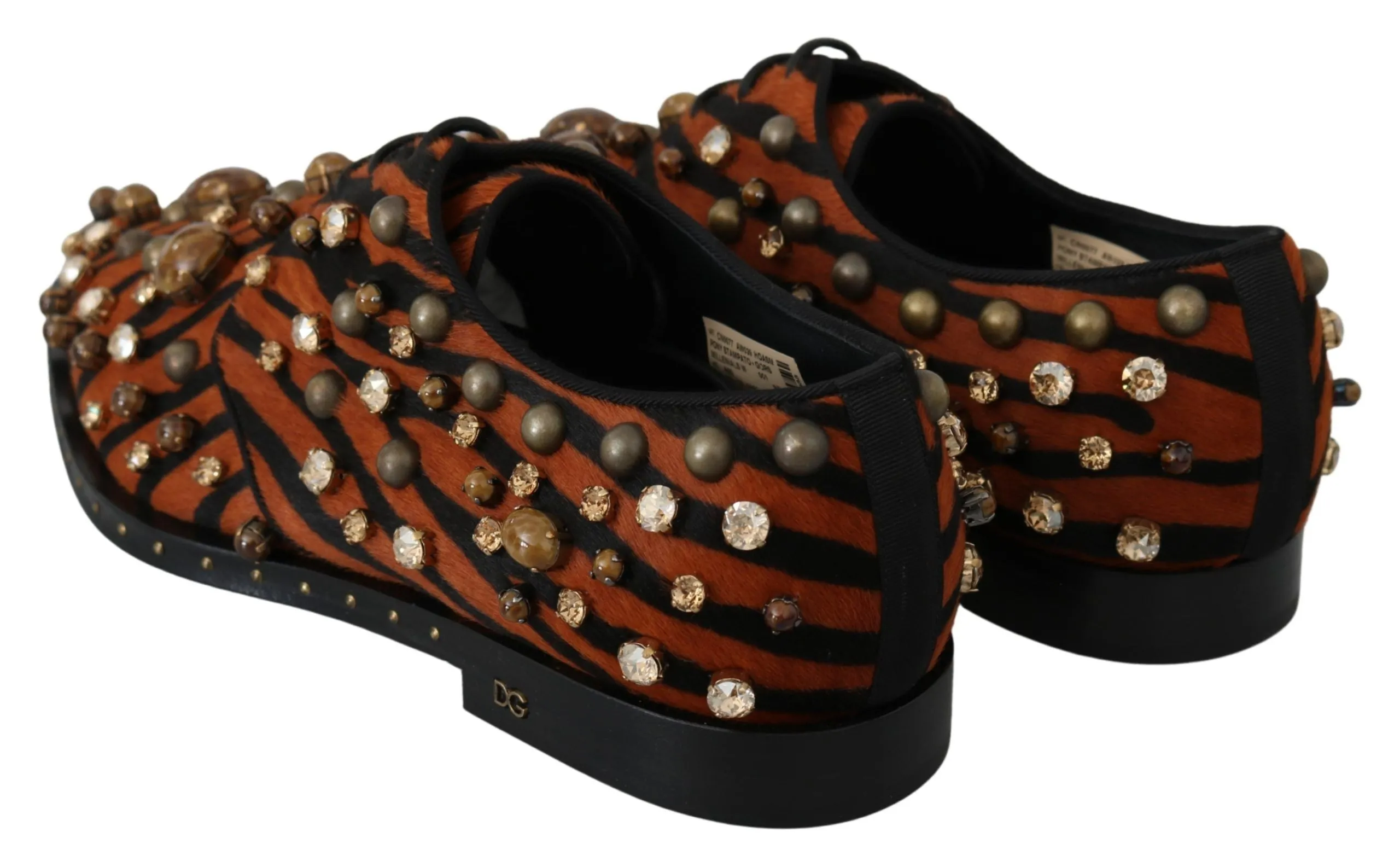 Dolce & Gabbana Tiger Pattern Crystal Embellished Flats