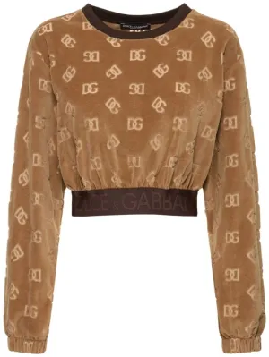 Dolce&amp;Gabbana   Monogram chenille crop sweatshirt 