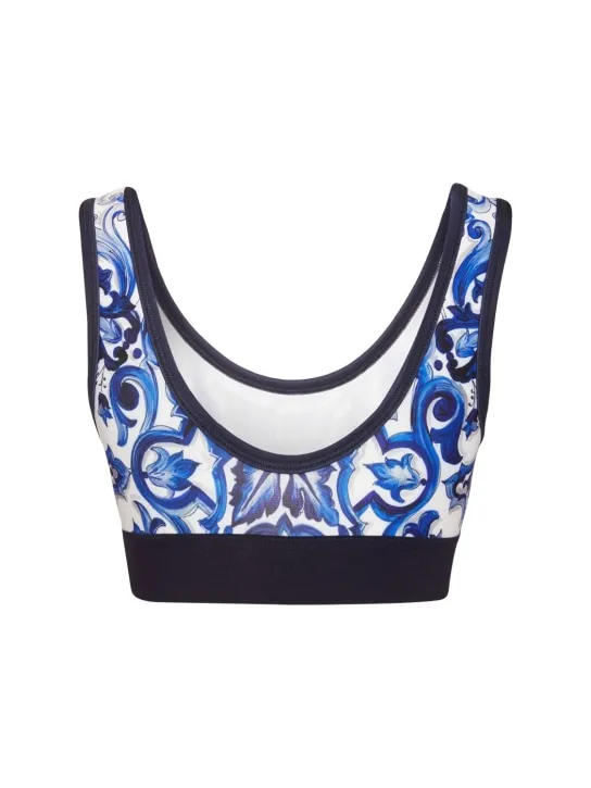 Dolce&amp;Gabbana   Printed jersey crop top w/ logo band 