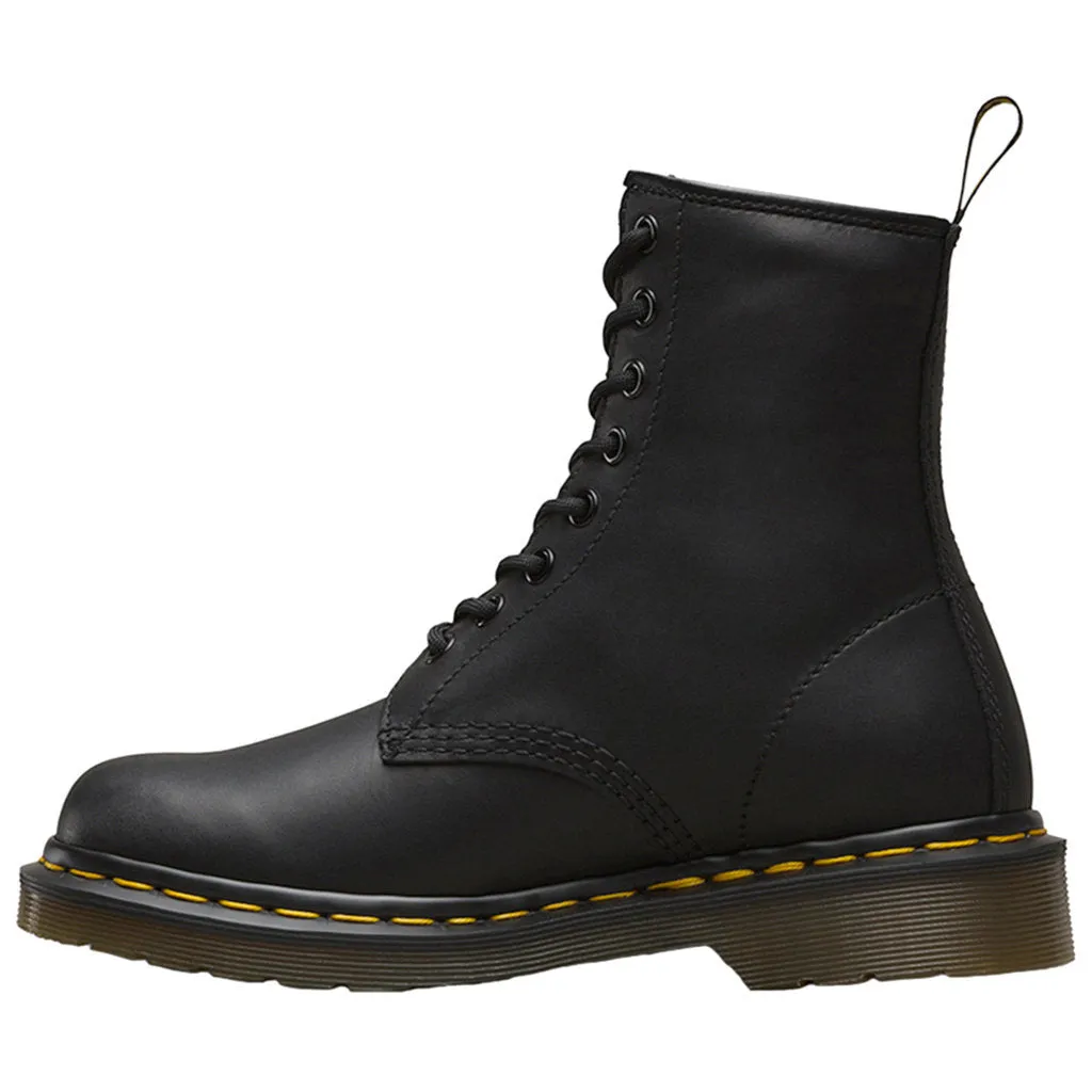 Dr. Martens 1460 8-Eyelet Black Unisex Greasy Leather Lace-up Combat Boots - UK 4