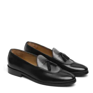 Dual Look Split Toe Tassel Slip-on Grey-Black Leather Shoes