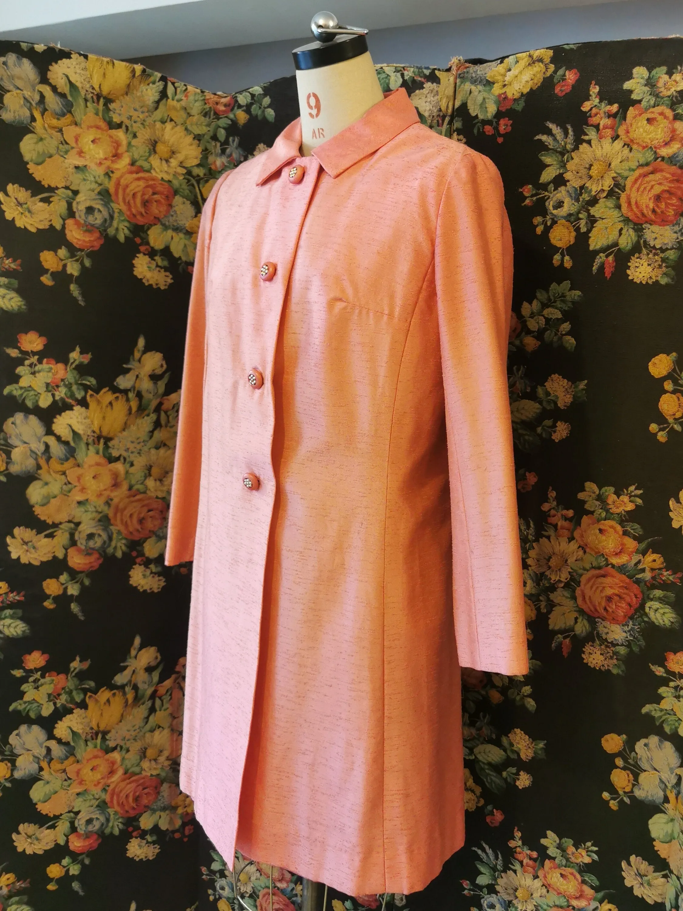 Eastex pink silk dress and jacket set