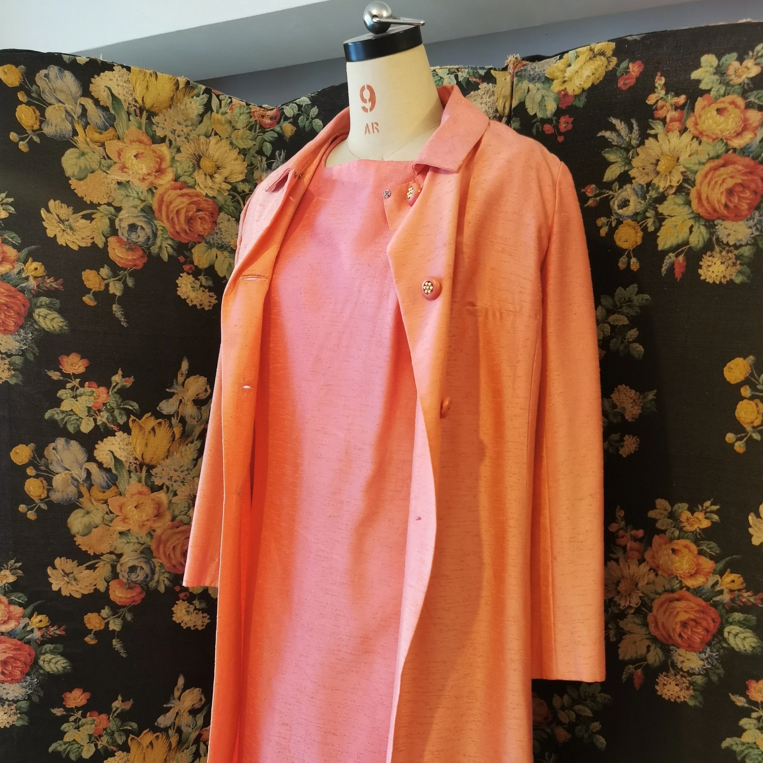 Eastex pink silk dress and jacket set