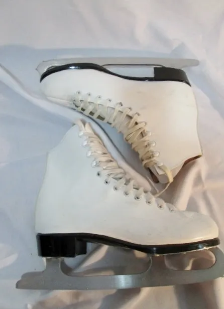 EUC Womens Ladies LANGE LIBRA Figure Ice Skates White Leather 7 Competition