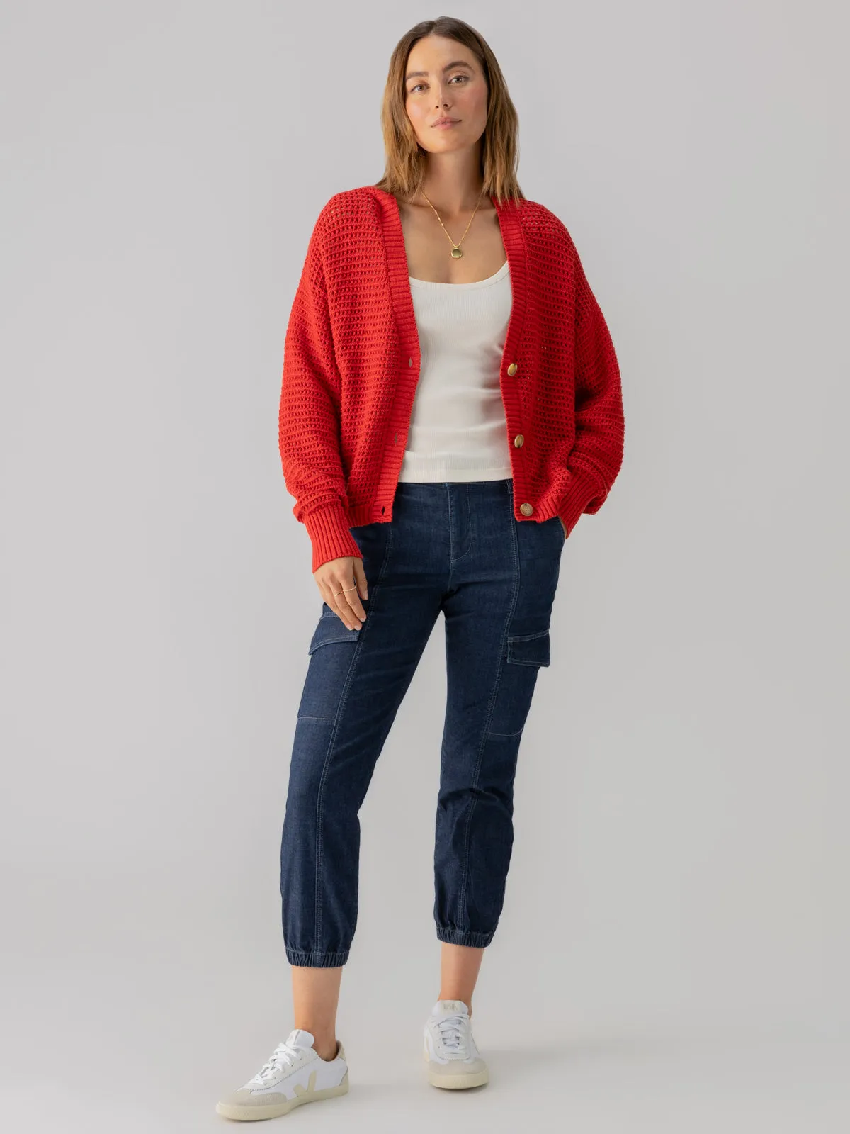 Falling For Fall Cardi Cherry Red