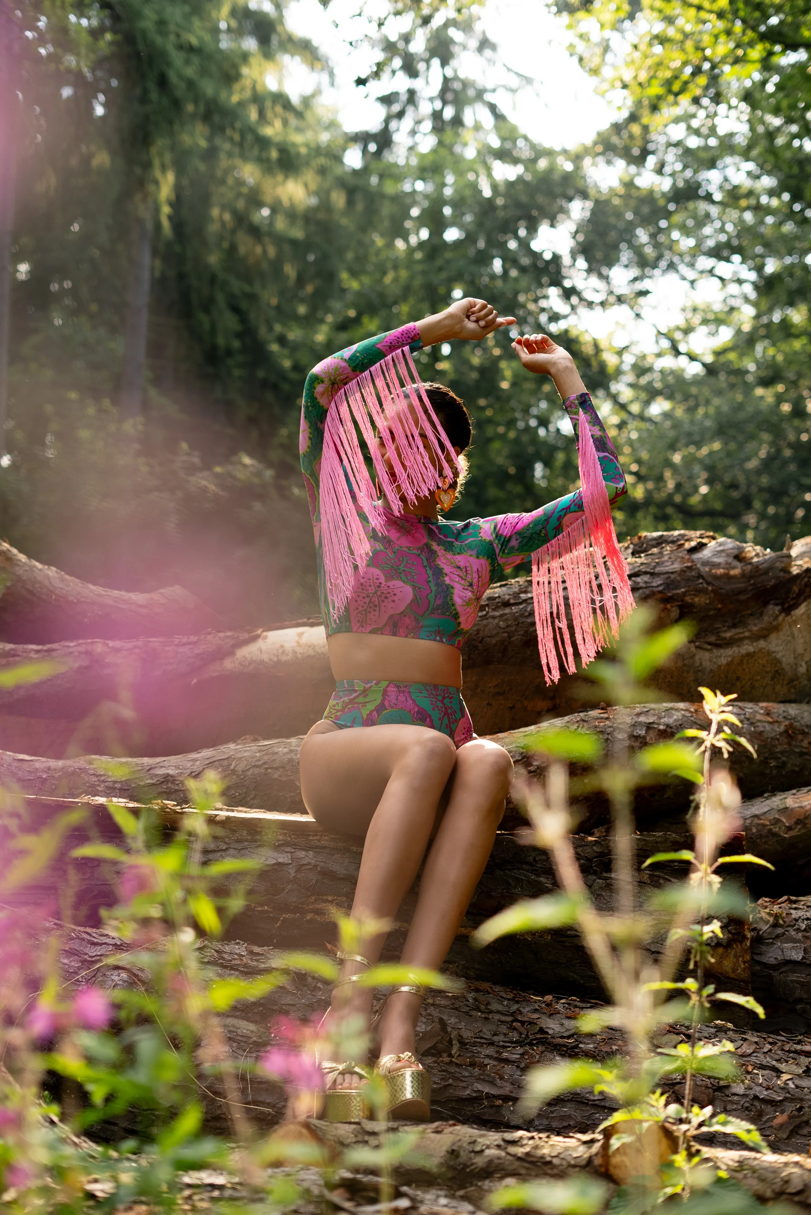 Festival Fringed Crop Top in Cala Elysium