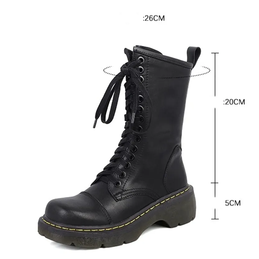 Funki Buys | Boots | Women's Brown Lace Up Calf Combat Boot