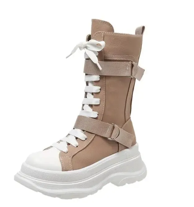 Funki Buys | Boots | Women's Canvas Chunky Platform Boots