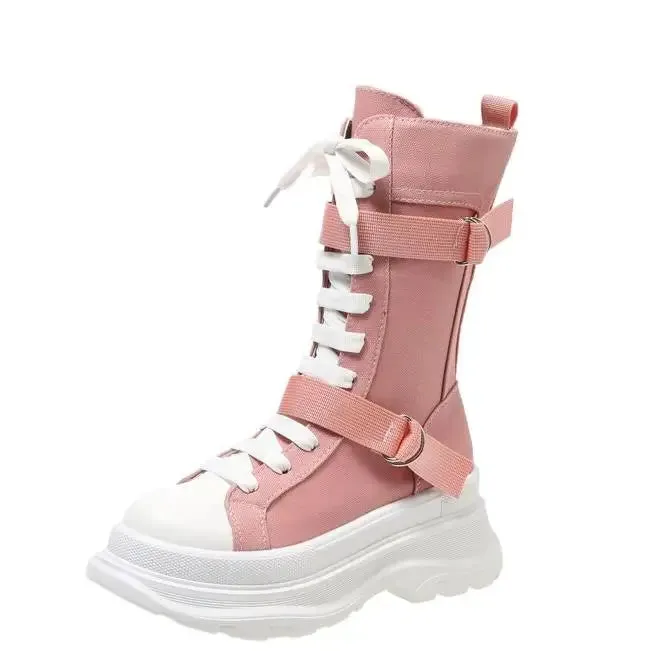 Funki Buys | Boots | Women's Canvas Chunky Platform Boots