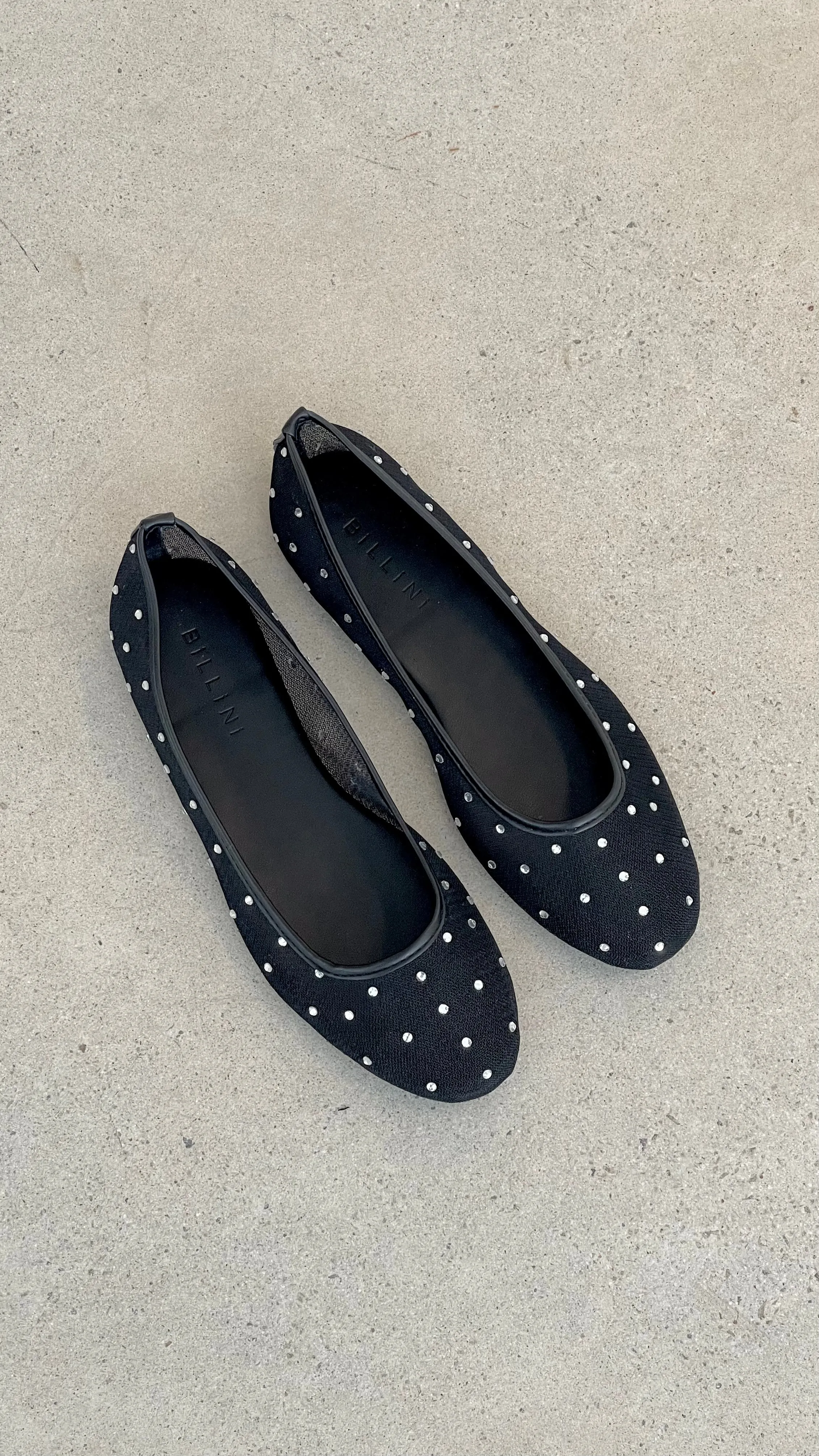 Gerani Flats - Black Mesh Diamante