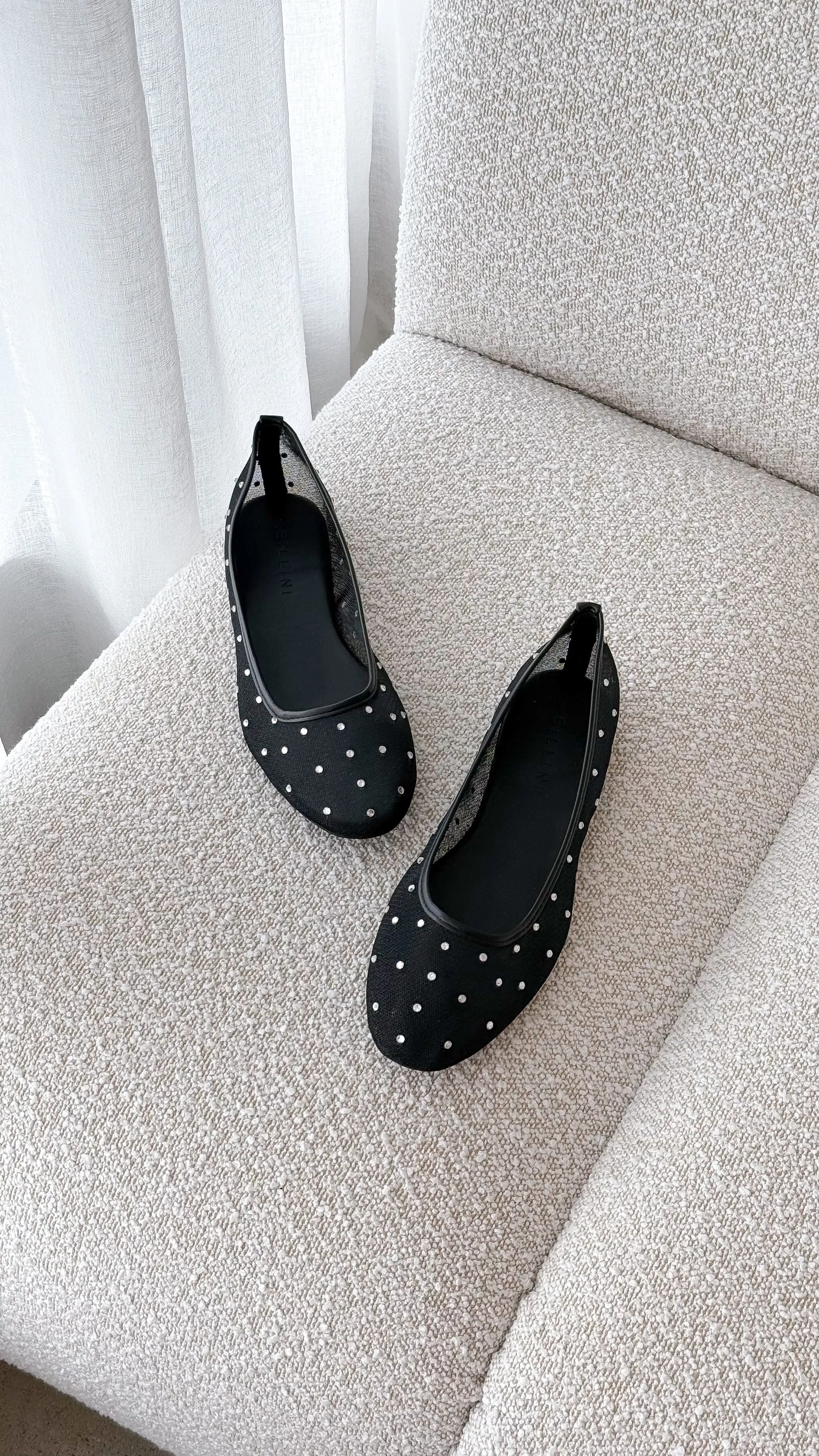 Gerani Flats - Black Mesh Diamante