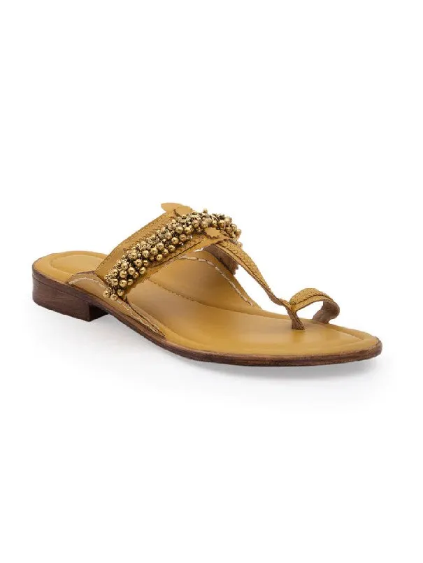 Ghugroo Love - Yellow Handcrafted Kolhapuri Flats