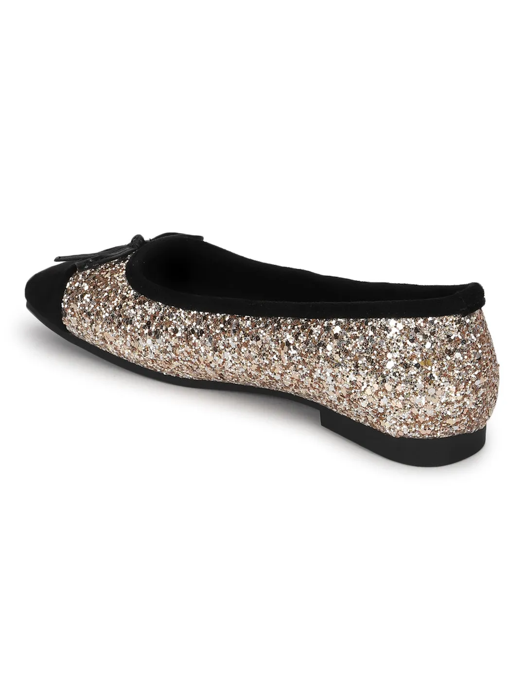 Gold Suede Embellished Ballerina (TC-RS3645-GLD)