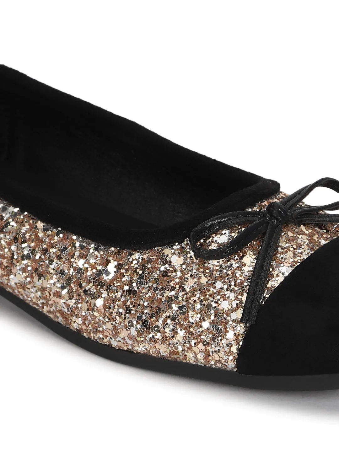 Gold Suede Embellished Ballerina (TC-RS3645-GLD)