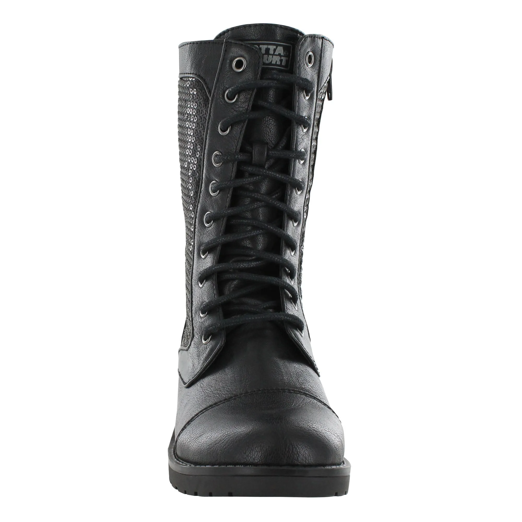 Gotta Flurt Women's Swag HD Black Sequin Combat Dance Boot