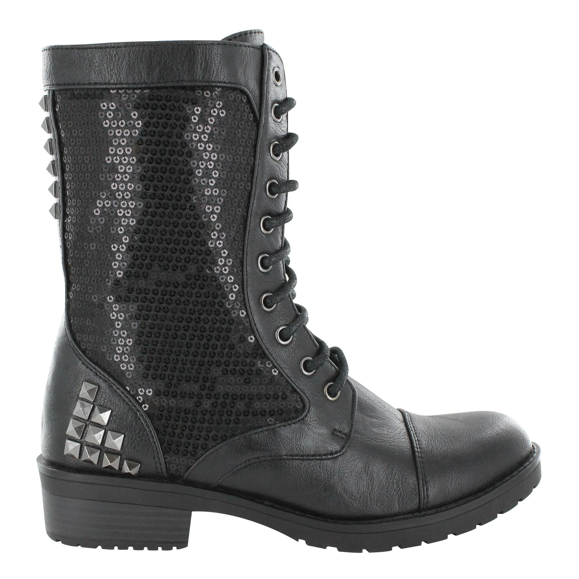 Gotta Flurt Women's Swag HD Black Sequin Combat Dance Boot