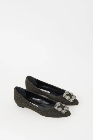 Green Tweed Hangisi Jewel Buckle Flat