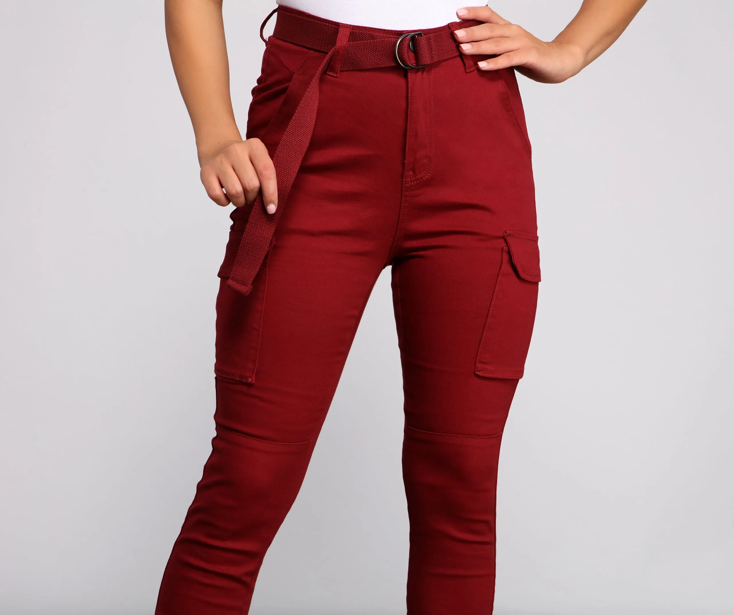 High Waist Belted Cargo Pants