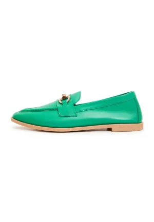 Hight Quality Leather Loafers - Green