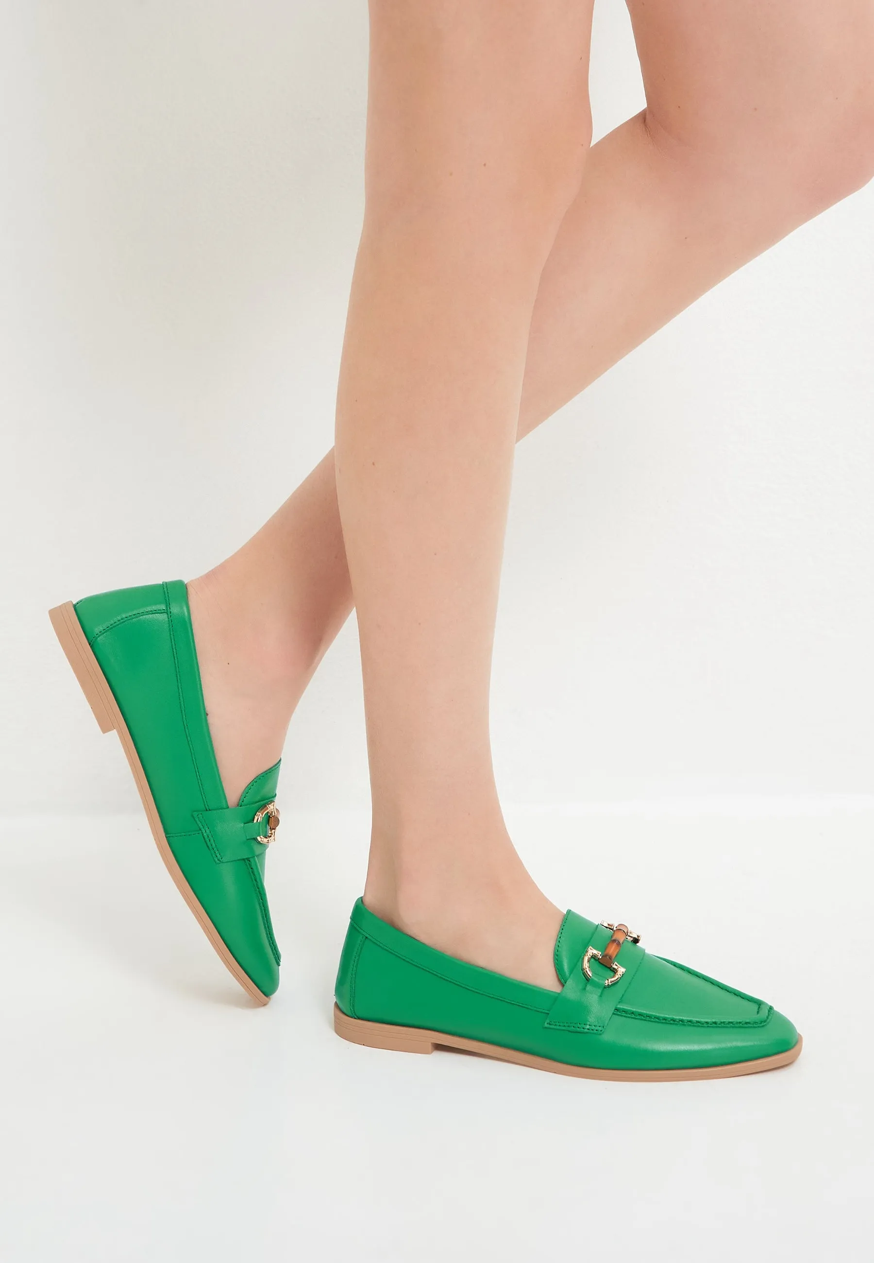 Hight Quality Leather Loafers - Green