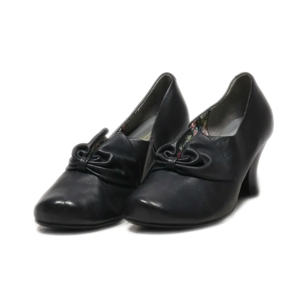 Hotter Mid-Heel Shoes Leather Black Colour For Women