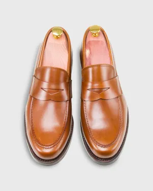 Italian Penny Loafer in Medium Brown Calfskin