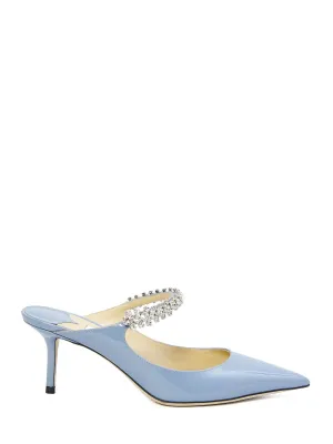 JIMMY CHOO Elegant Crystal-Embellished Blue Patent Flats for Women