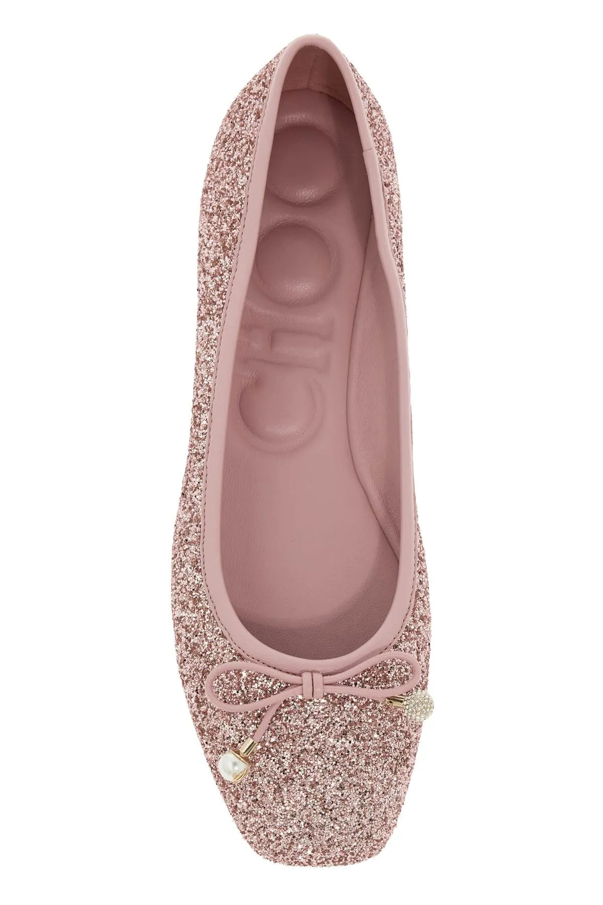 JIMMY CHOO Glittery Pink Ballerina Flats for Women