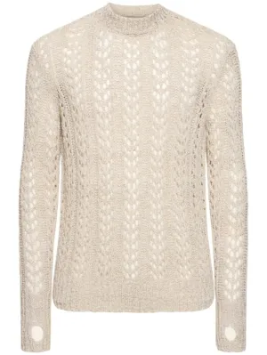 J.L-A.L   Redos cotton blend open knit sweater 