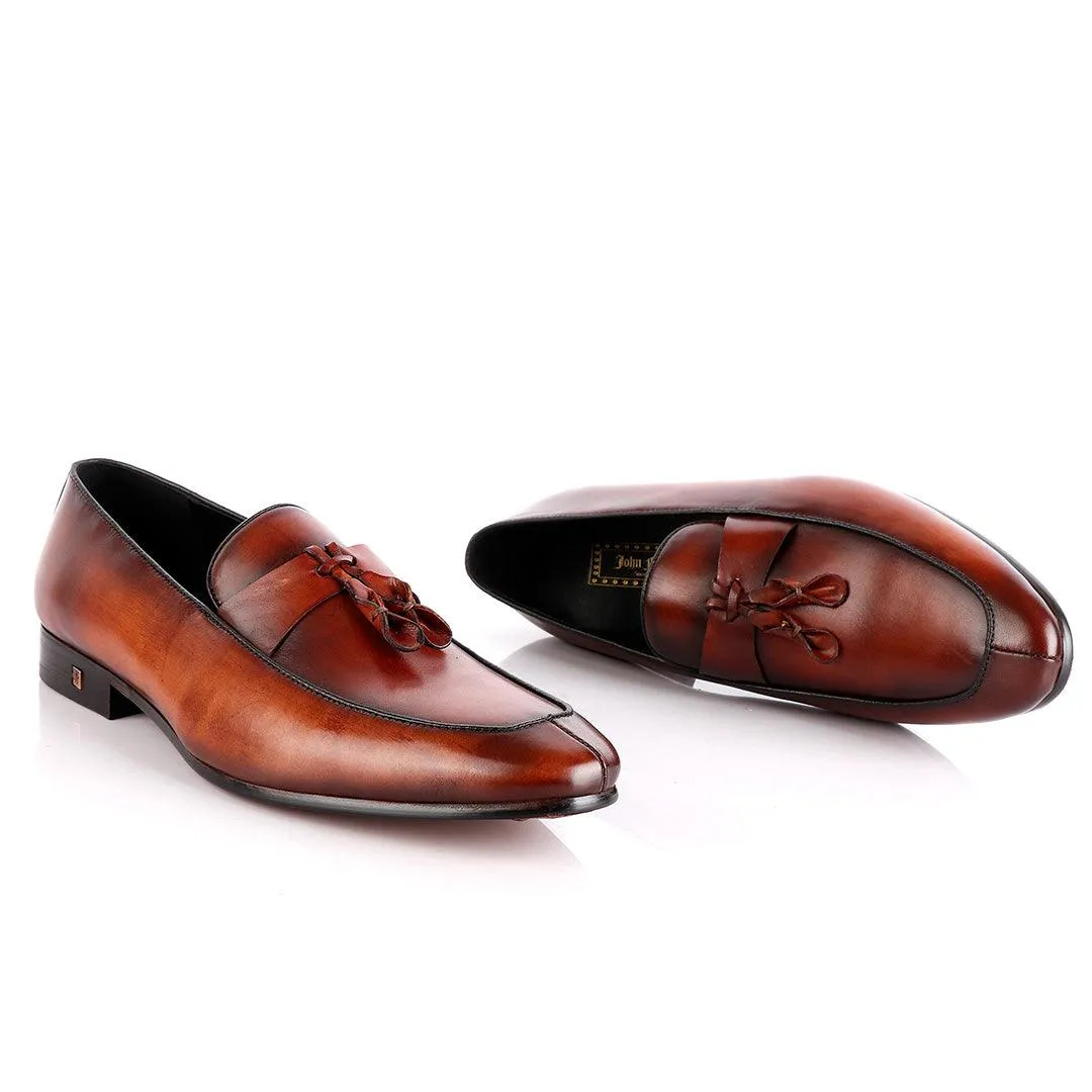 John Foster All round Brown Leather Tassel Loafer