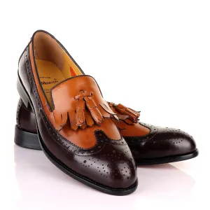 John Mendson Lace brogues Brown Leather Tassel Loafers