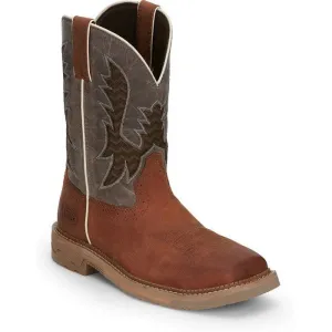 Justin Men's Bolt 11" Square Toe Western Work Boot -Brown- SE4110