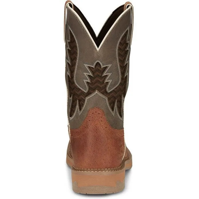 Justin Men's Bolt 11" Square Toe Western Work Boot -Brown- SE4110