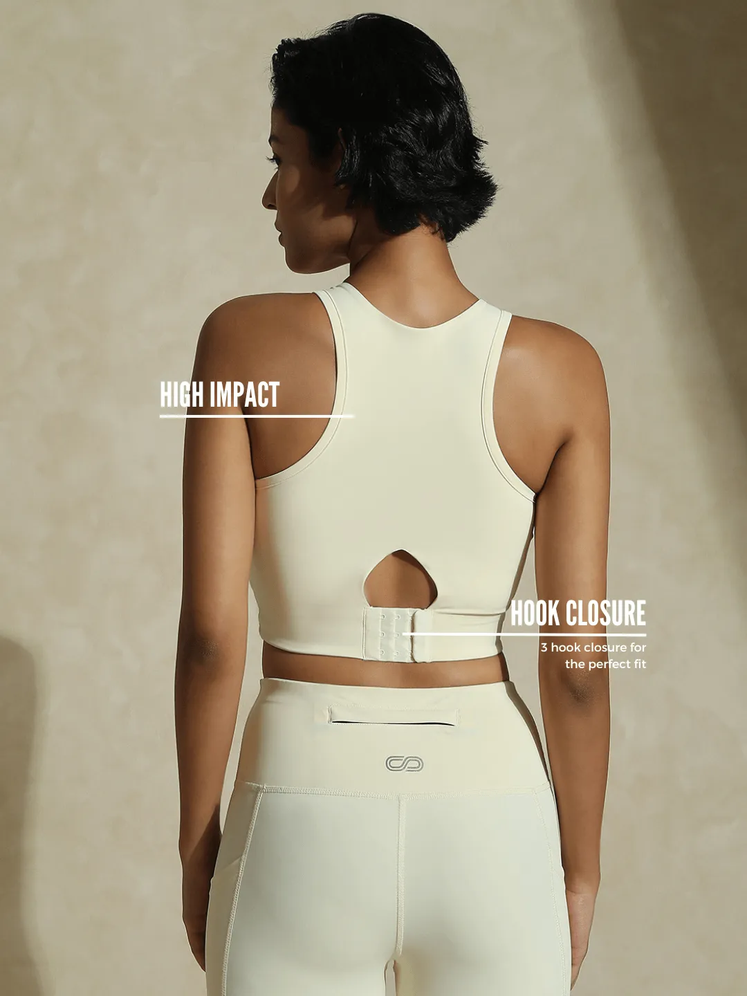 Keyhole Back Crop Top with Clasp Ecru