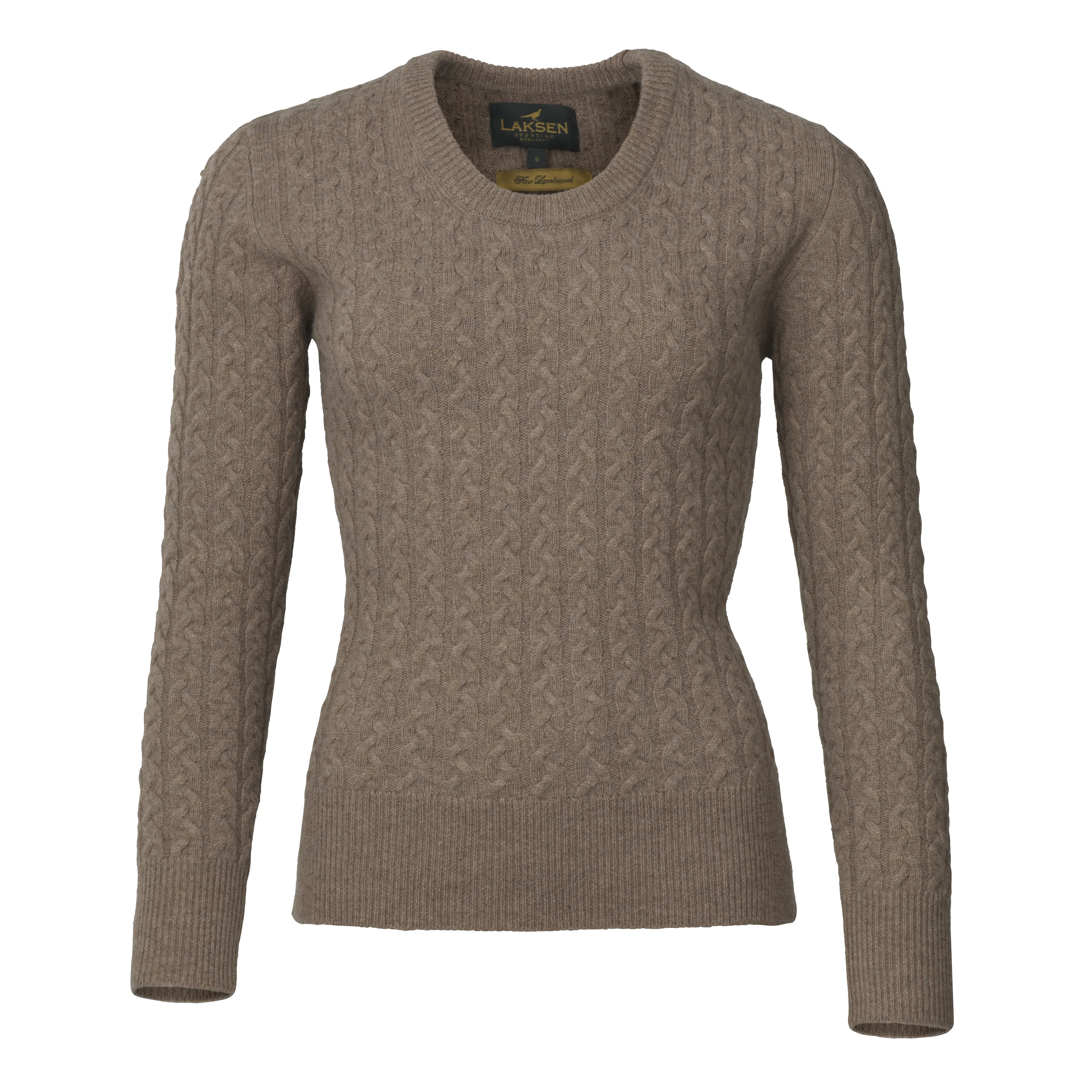 Laksen Women&#x27;s Burleigh Cable Lambswool Sweater Camel | Buy Laksen Women&#x27;s Burleigh Cable Lambswool Sweater Camel here | Outnorth