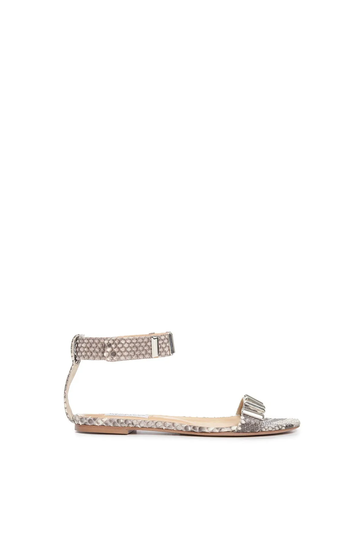 Lana Hardware Flat Sandal in Python Snakeskin